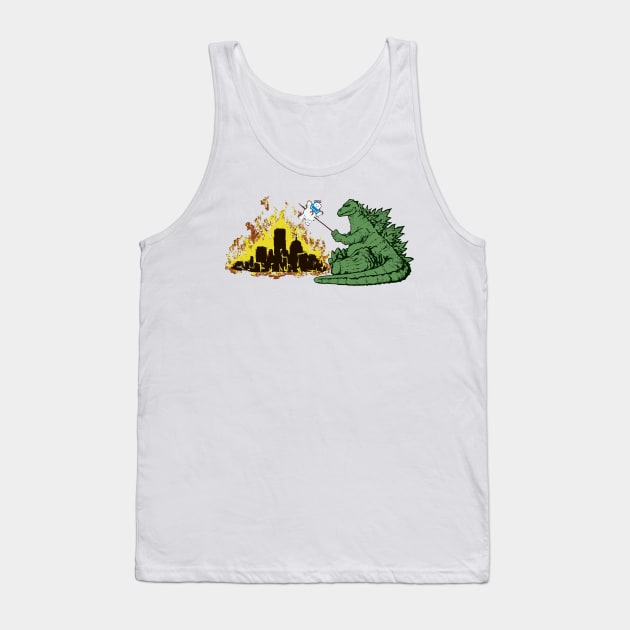 Godzilla vs Marshmallowman Tank Top by Uwantmytees